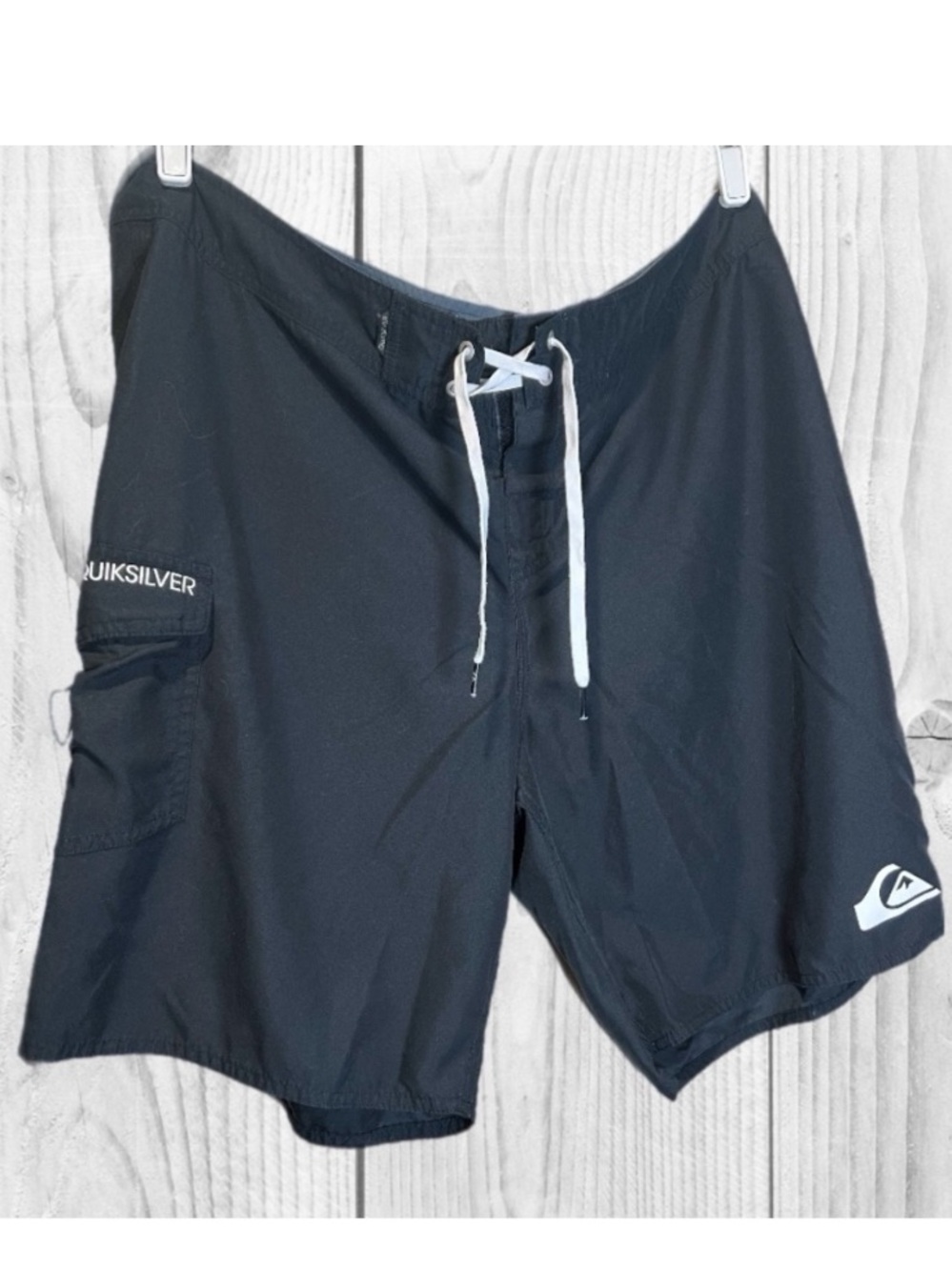 QUIKSILVER Frenzied Board Shorts Swim Trunks Black w/white Logo Mens Size 40